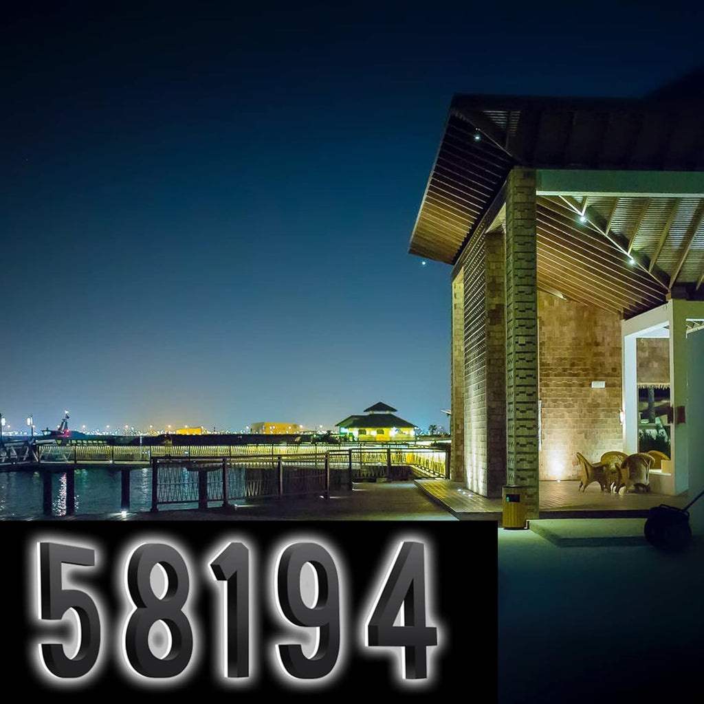 Backlit Illuminated LED Address Numbers 14', Matt Black Finish, Illuminated House Numbers Signs For Outside Lighted Plaque, Outdoor, Modern, Weatherproof,7