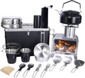 SOTECH Camping Cookware Set, 20 Pieces, Stainless Steel and Black