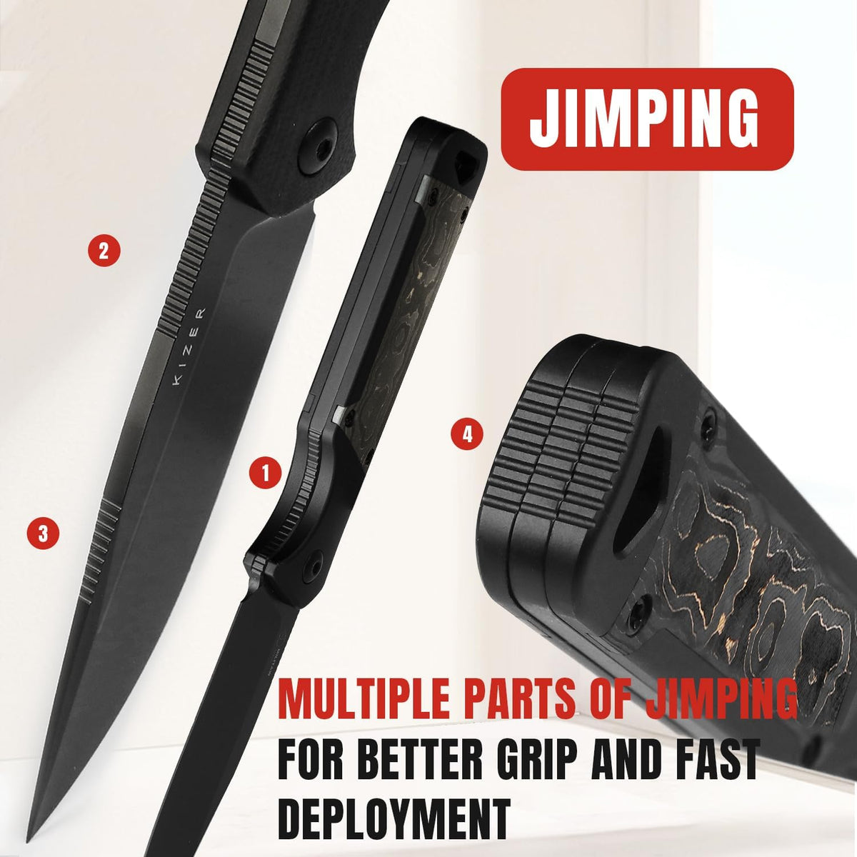 Kizer Militaw Fixed Blade Knife with Sheath, S35VN Blade Camping Knife with Aluminium+Fat Carbon Handle, Fixed Blade EDC Knives for Men Women Gift, Outdoor Hunting Hiking Survival Knives 1067A1