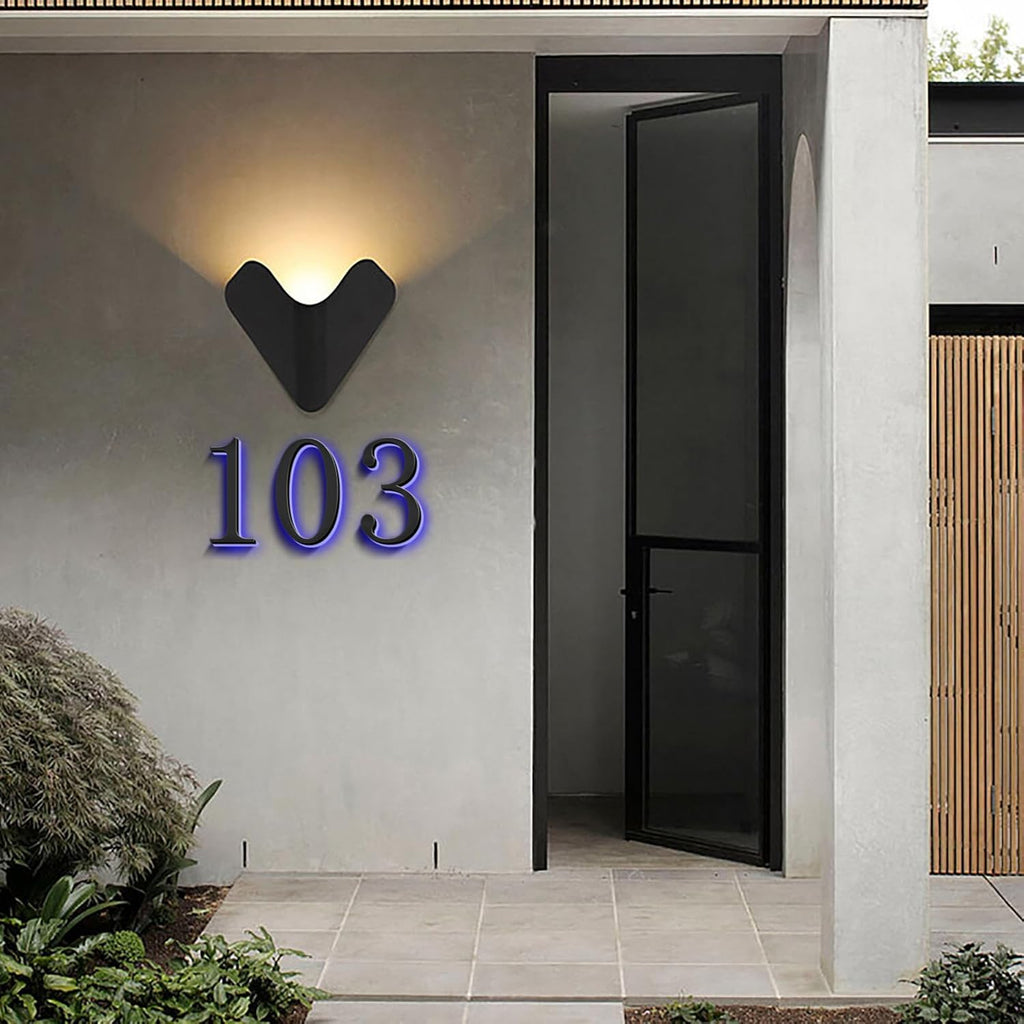 Backlit Lighted LED House Numbers, Stainless Steel Hand-Polished For House Address Signs, Illuminated LED House Numbers, Lighted House Numbers For Outside,16 Inch/400mm,4