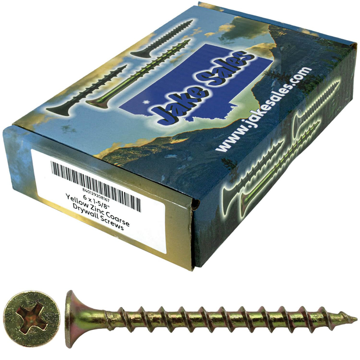 #6 x 1-5/8' Yellow ZINC COARSE Thread Drywall, Gypsum Board, Sheet Rock, Plasterboard Screws. CASE Qty 9 Boxes 9,891 Screws