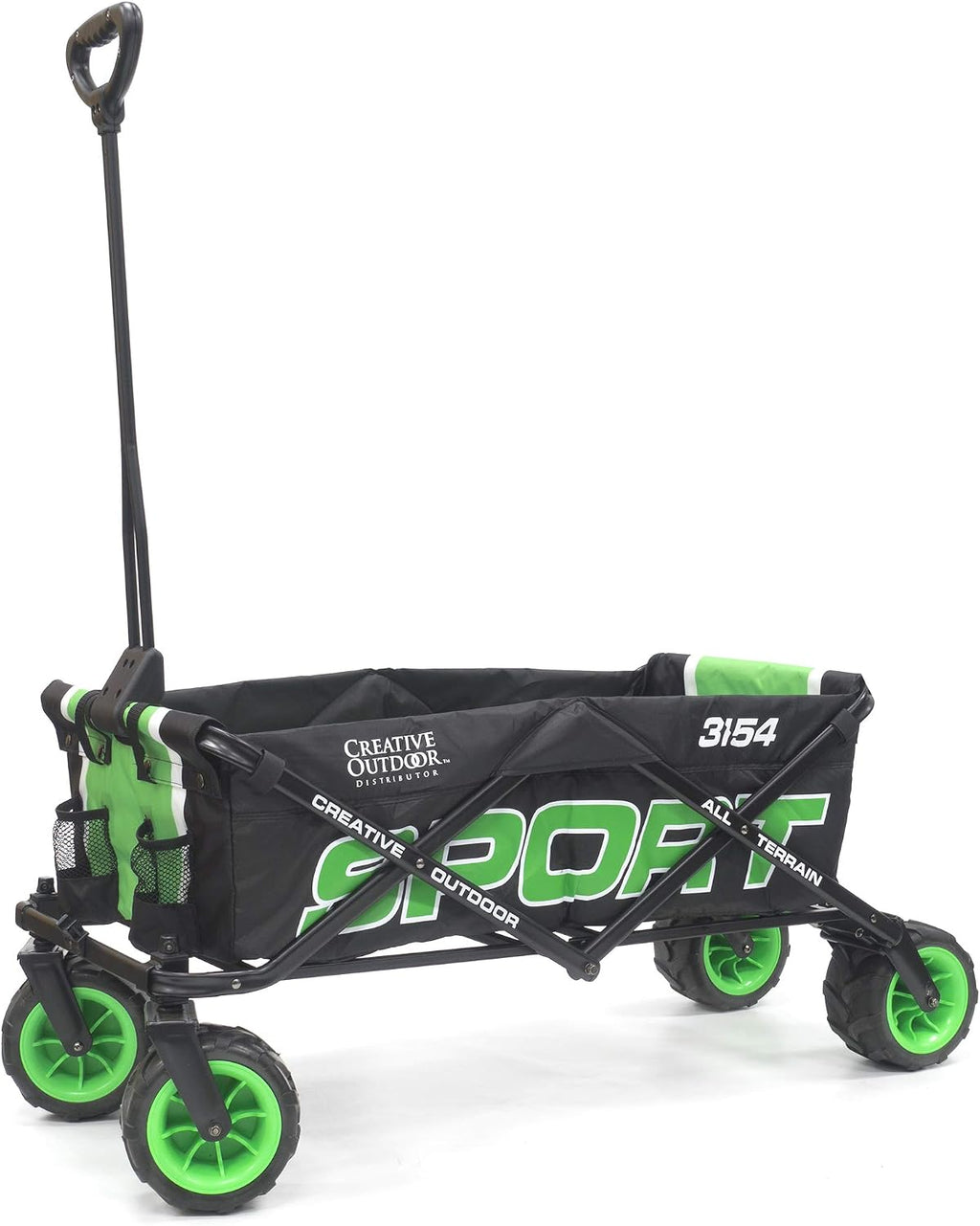 Creative Outdoor Push Pull Beach Hauler XXL, Collapsible and Portable Folding Wagon Cart, 200lbs Weight Capacity, Sport Series, Beach, Park, Garden Sports & Tailgate, (Green)