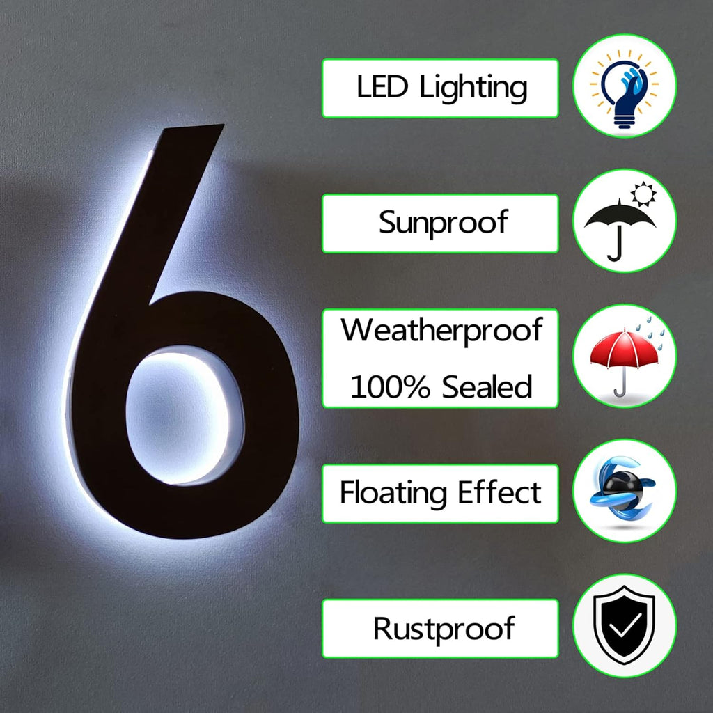 Modern Illuminated House Numbers For Outside, Backlit LED House Numbers Plaques For Outside, 18' Large Lighted LED Home Address Numbers Signs,Z