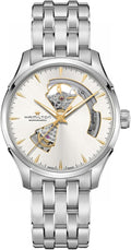 Hamilton Jazzmaster Open Heart Automatic Men's Watch, 40mm Stainless Steel Case, Swiss Made, Silver Dial Analog Wrist Watch, 50m Waterproof, Sapphire Crystal, 3-Hand Movement, Stainless Steel Strap