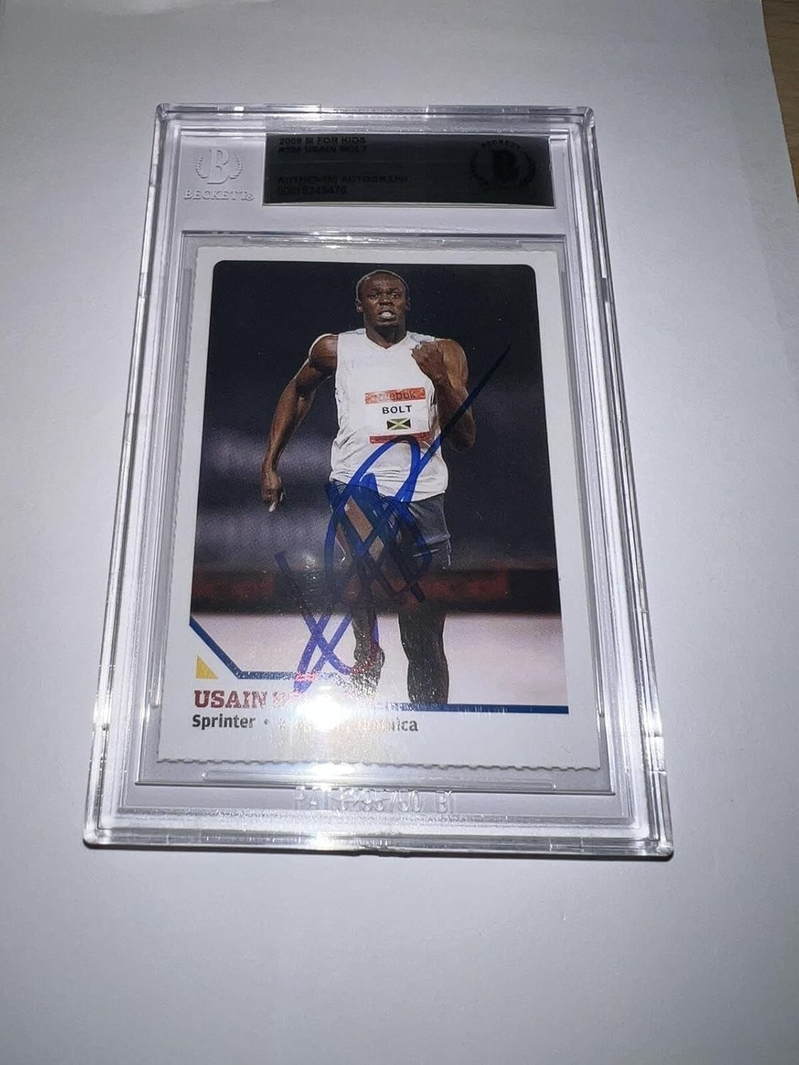 Usain Bolt Signed 2008 SI For Kids Trading Card Rookie Medal Beckett #2 - Autographed Olympic Cards