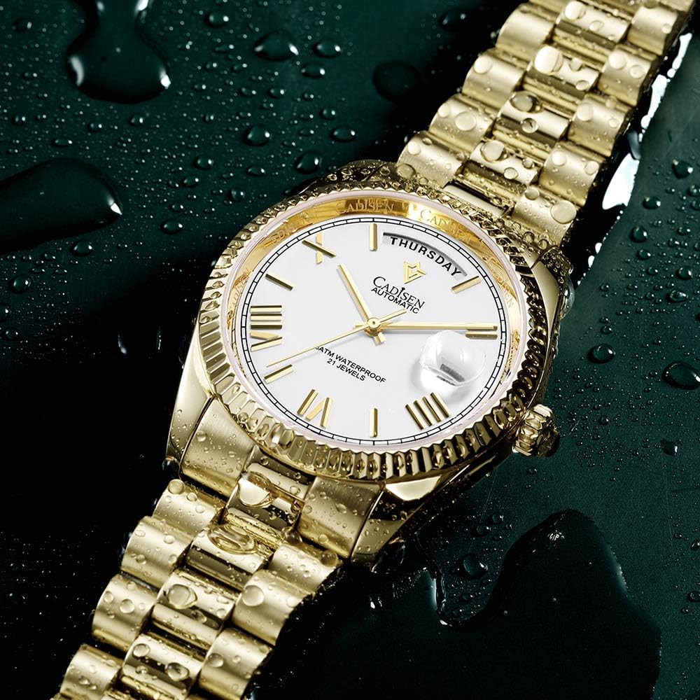 CADISEN Men's Automatic MIYOTA 8285 Mechanical Watch Casual Watches for Men Waterproof Sapphire