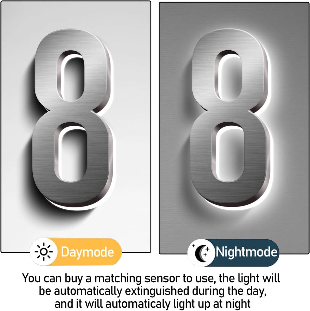Illuminated LED House Numbers, Backlit LED Illuminated Home Address Number, Up-Scale Modern Look, Lighted House Numbers, Modern Lighted Up Address Numbers For Outside,18 Inch/450mm,5