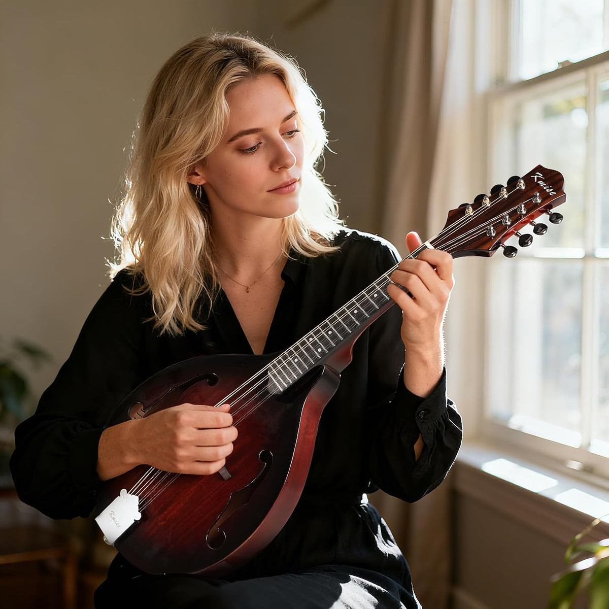 Mandolin Musical Instrument A Style, Acoustic Mandolins Instrument Kit 8 String with Tuner Strap Gig Bag Chord Chart for Professional Beginners Adults Teens Youth