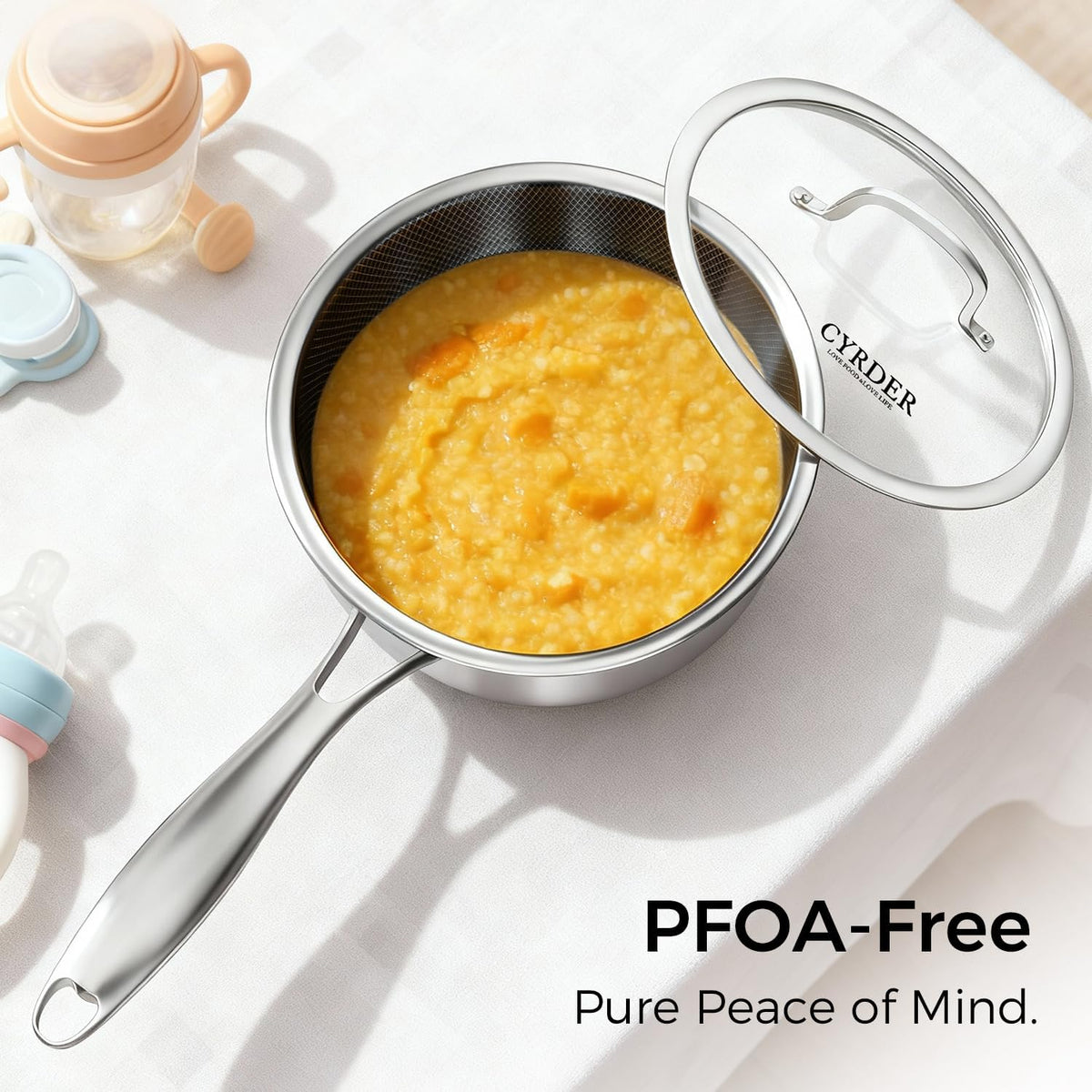 Nonstick Pots and Pans Set, 14 Piece Hybrid Hex Stainless Steel Cookware Set for Everyday Cooking, Includes Frying Pans, Saute Pan, Saucepans&Pot, Induction Compatible, Dishwasher&Oven Safe, PFOA Free