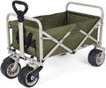 Garden Carts,Green Collapsible Wagon,Light Coffee Color Sports Outdoor Utility Wagon Folding Bearing 120Kg Garden Wagon Sports Heavy Duty Steel Frame Foldable Yard Car