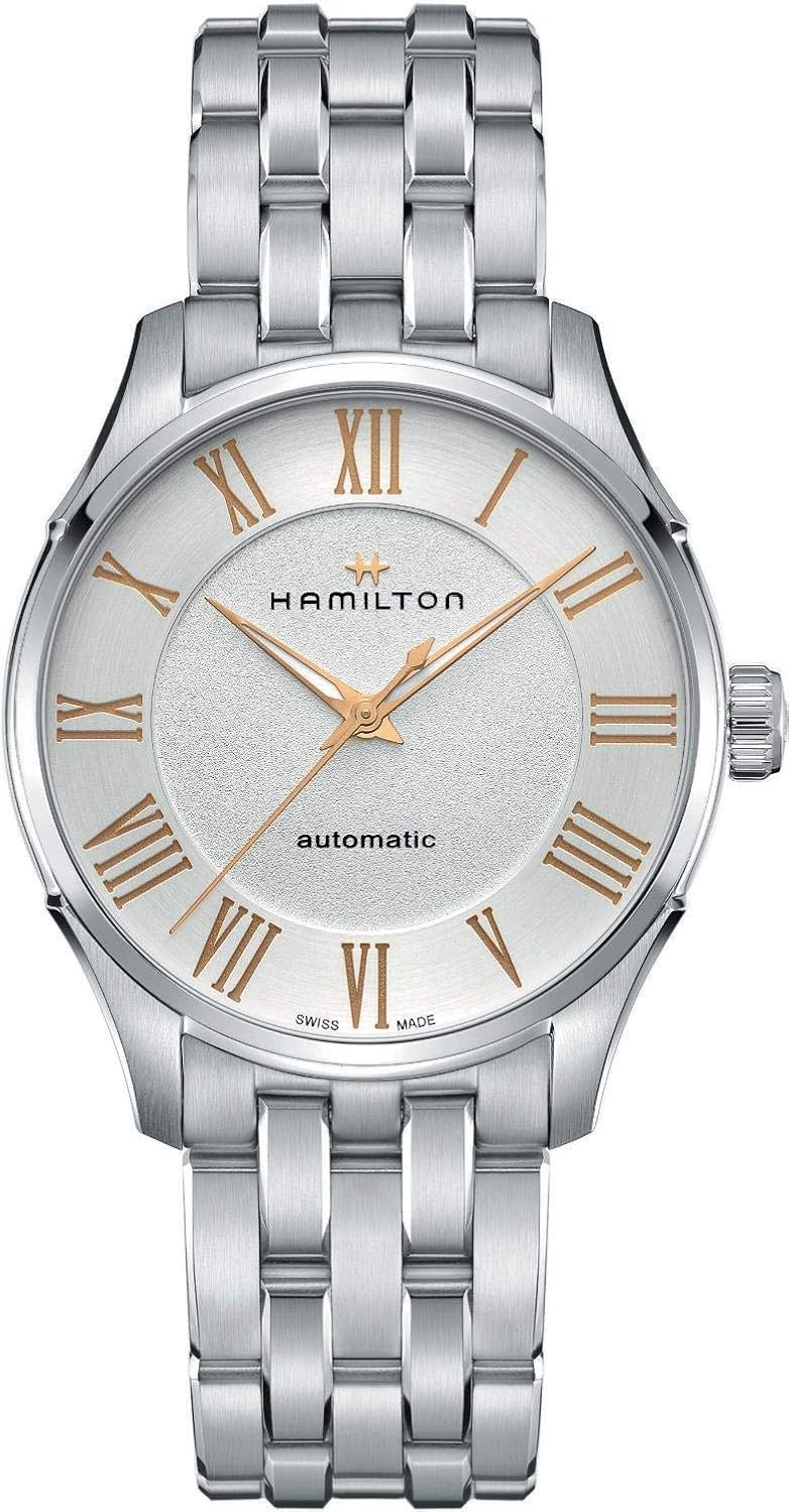 Hamilton Jazzmaster Automatic Men's Watch, 40mm Stainless Steel Case, Swiss Made, Silver Dial Analog Wrist Watch for Men, 50m Waterproof, Sapphire Crystal, 3-Hand Movement, Strap