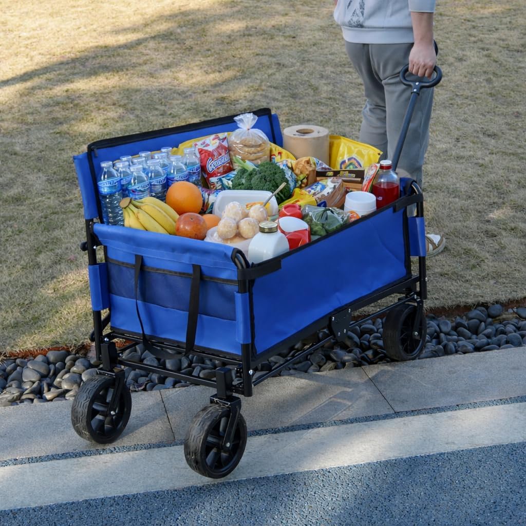 Beach Wagon Chair for Adults, Foldable Cart Converts to 2-Person Sofa, 2-in-1 Wagon Bench Love Seat Combo