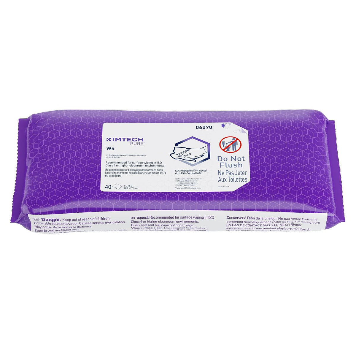 Kimtech 06070 W4 PreSat Alcohol Wipers, 70% IPA, 9 x 11, White, 40 per Pack (Case of 10)