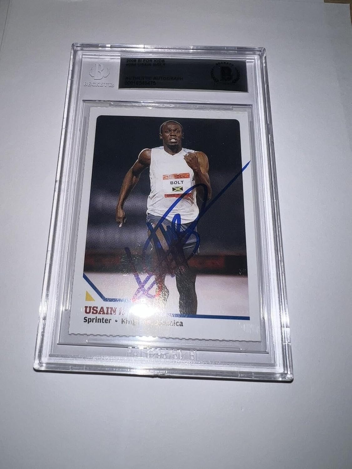 Usain Bolt Signed 2008 SI For Kids Trading Card Rookie Medal Beckett - Autographed Olympic Cards
