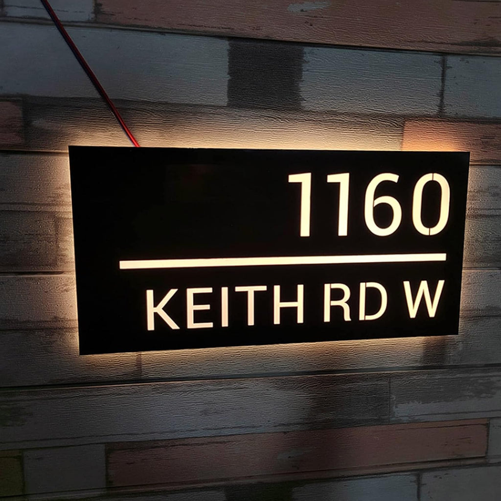 House Numbers, LED Lighted House Number Light, 3D Floating Stainless Steel LED Address Number Modern Look Large Scale House Number (16x8inch, Green)