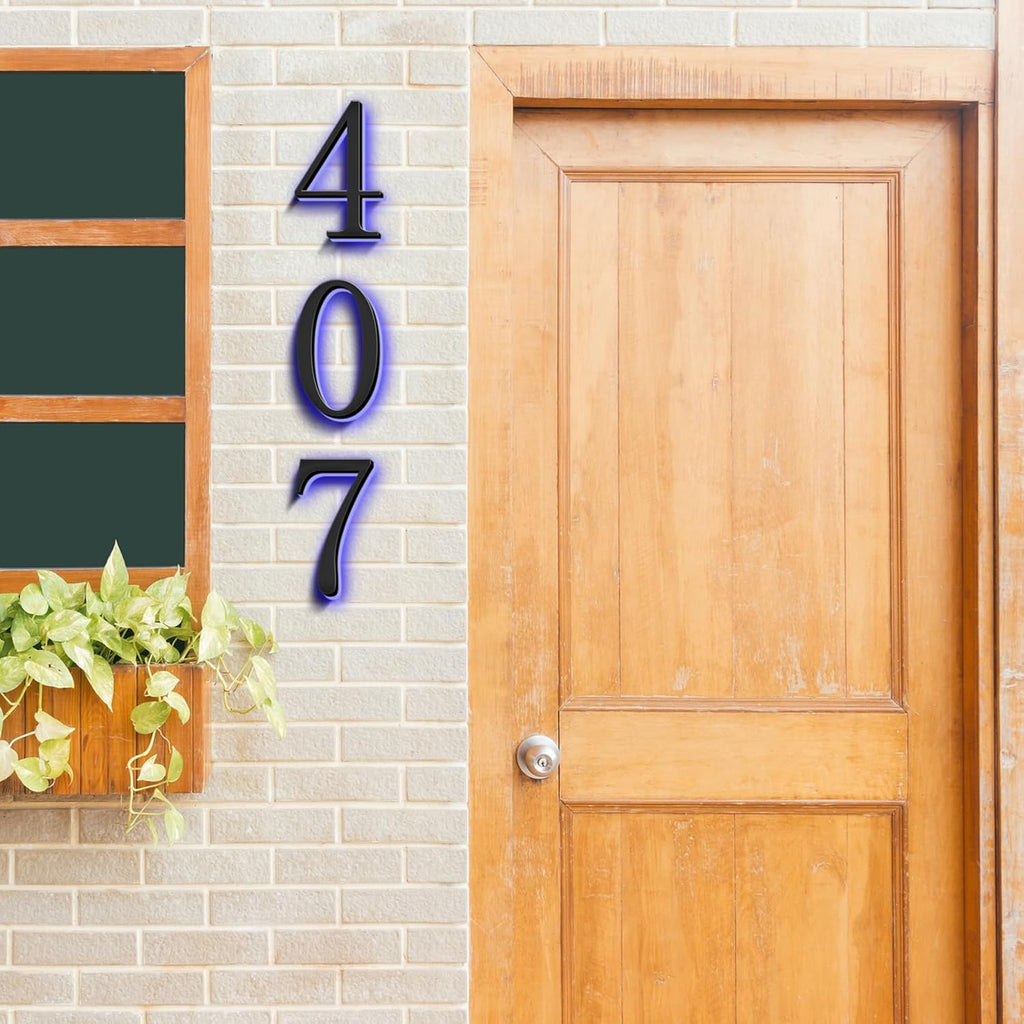 Backlit Lighted LED House Numbers, Stainless Steel Hand-Polished For House Address Signs, Illuminated LED House Numbers, Lighted House Numbers For Outside,16 Inch/400mm,4