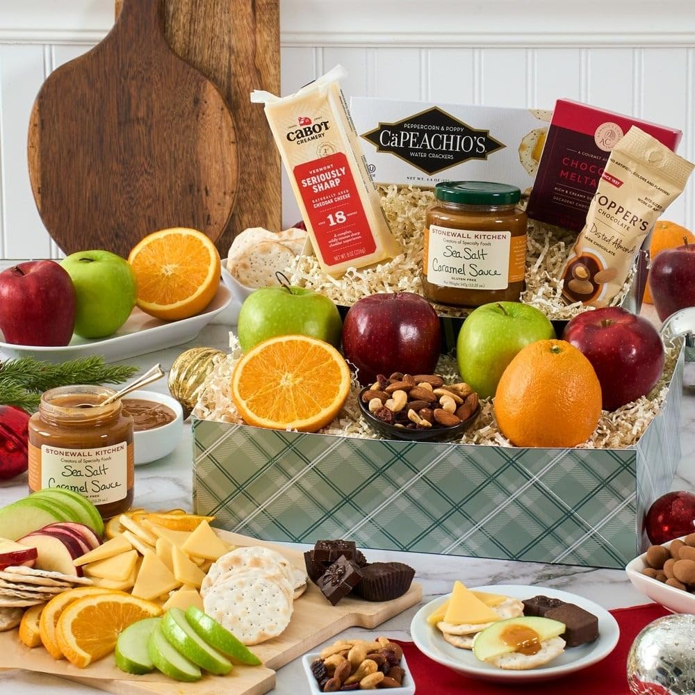 Orchard's Abundance Fruit Gift Basket of Fresh Fruits, Cheese, Crackers, Chocolate and Nuts - Gourmet Food Gift by GourmetGiftBaskets.com