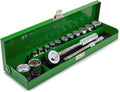 SK Tools USA 3/8' Drive, 15 Piece, 6 Point, Standard SAE Chrome Socket Set in Classic Metal Box: 1/4' - 1' | 94515