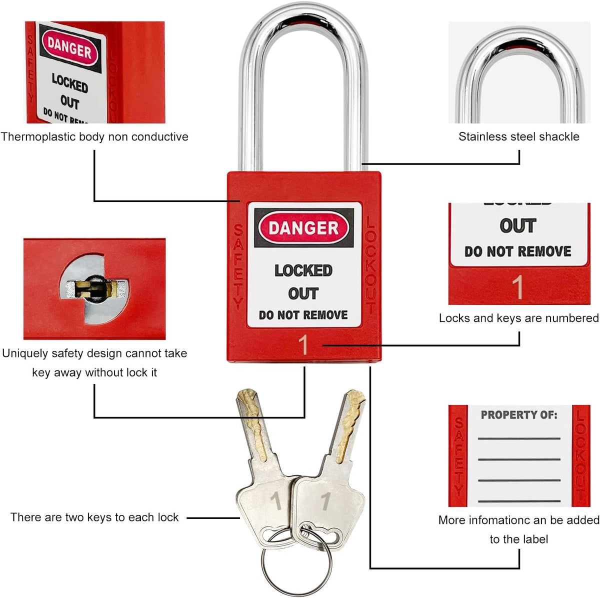 Lockout Tagout Station,Loto Kits, Includes 14 Key Different Padlocks with Numbers, 4 Lockout Hasps, 40 Lockout Tags, 20 Nylon Cable (Big Lock Station) Yellow