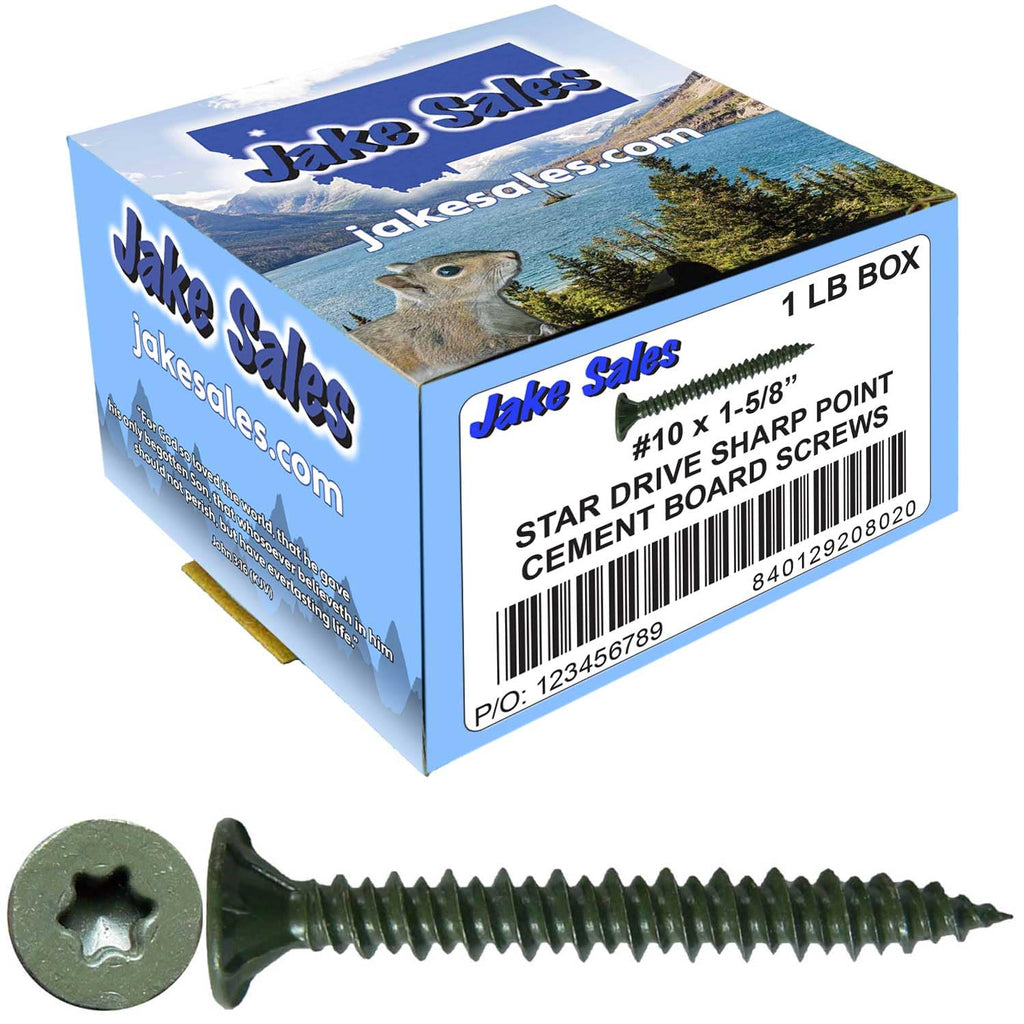 10x1-5/8 Sharp Point Torx/Star Head Screws for Fastening Cement Backer/Board/Tile- Torx/Star - T-25 Head - CASE Qty 42 Boxes 5,586 Screws
