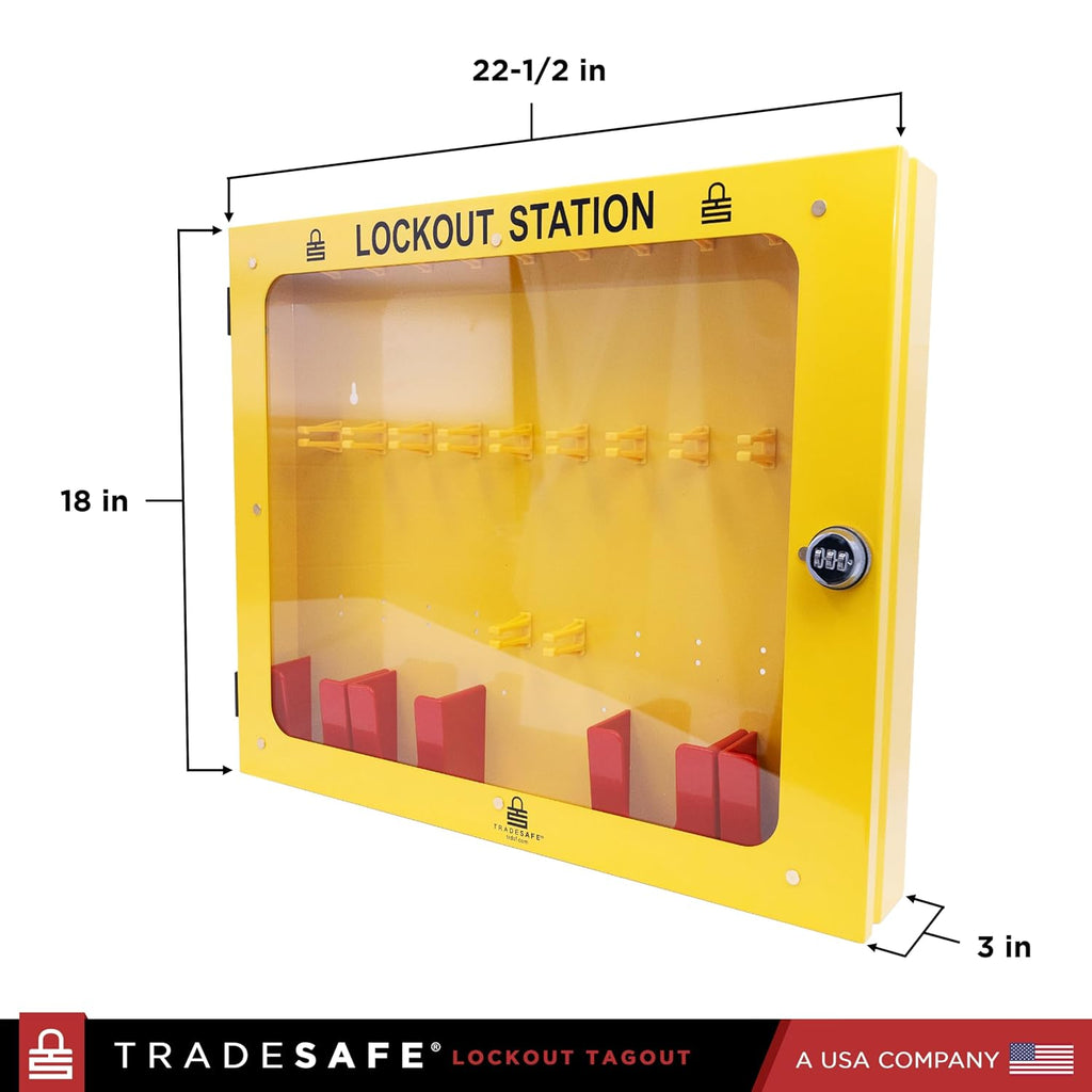 TRADESAFE Lockout Tagout Station, Lock Out Tag Out Station Unfilled - No Loto Devices Included, Wall Mount Loto Kit Cabinet, Lockout Station 22-1/2 x 18 x 3 inches