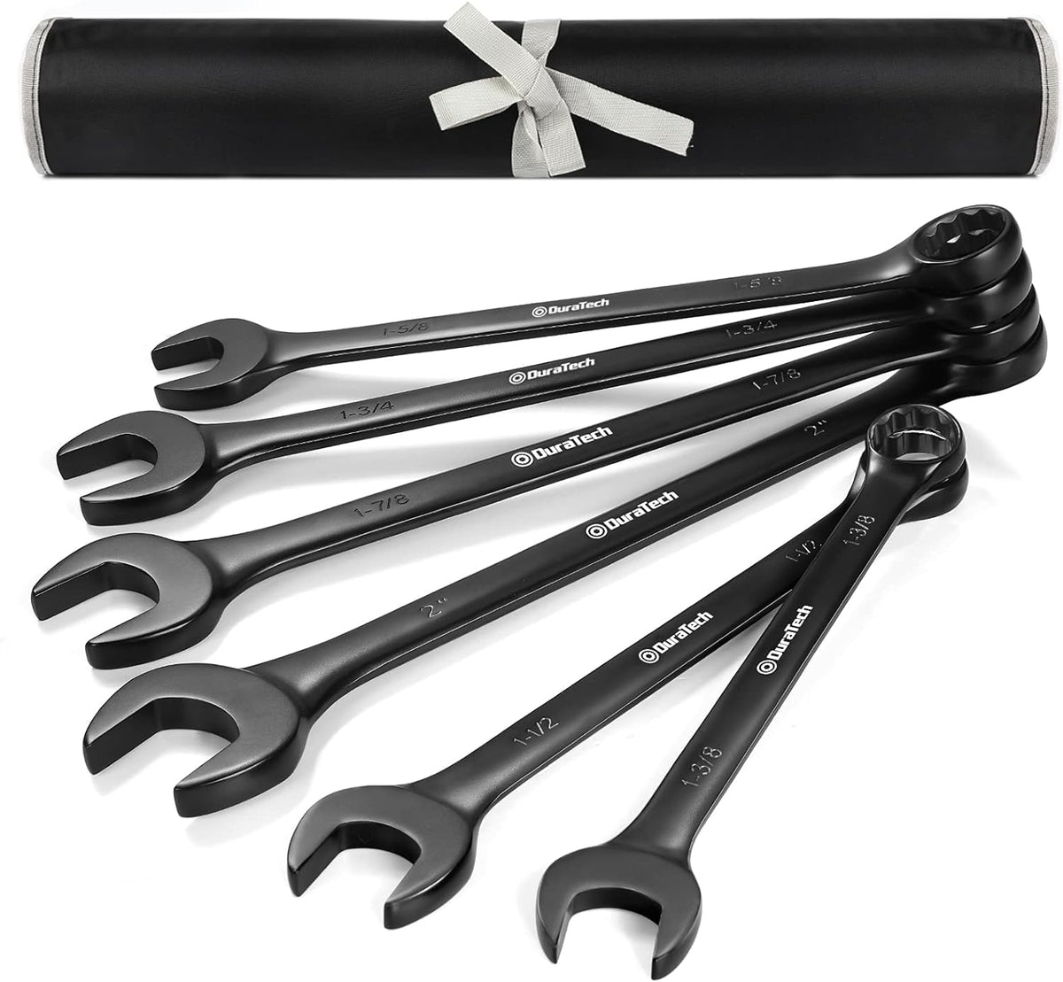DURATECH Jumbo Combination Wrench Set, SAE, 6-piece, 1-3/8'' to 2'', CR-V Steel, Black Electrophoretic Coating, with Pouch