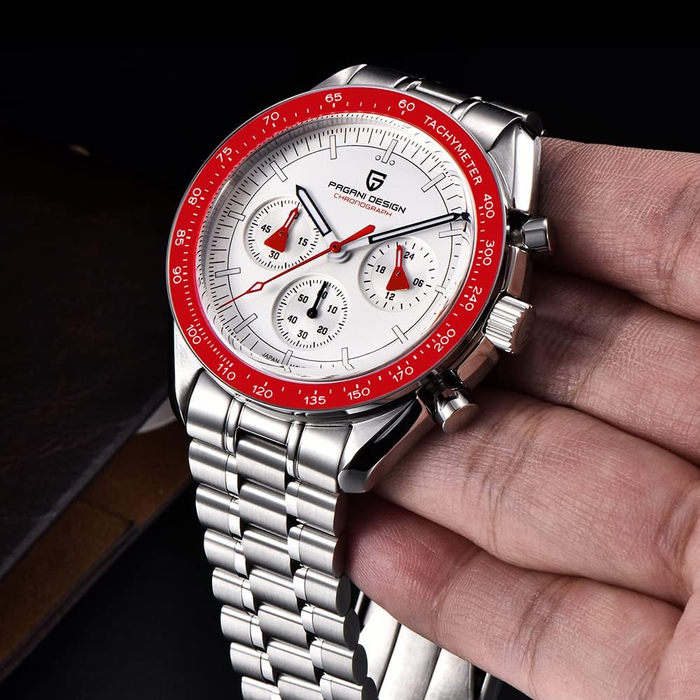 Pagani Design 1701 V3 Men's Chronograph Quartz Dial 40mm VK63 Movement Stainless Steel Mirror Sapphire Watch 100 Meter Water Resistant Sport Watch