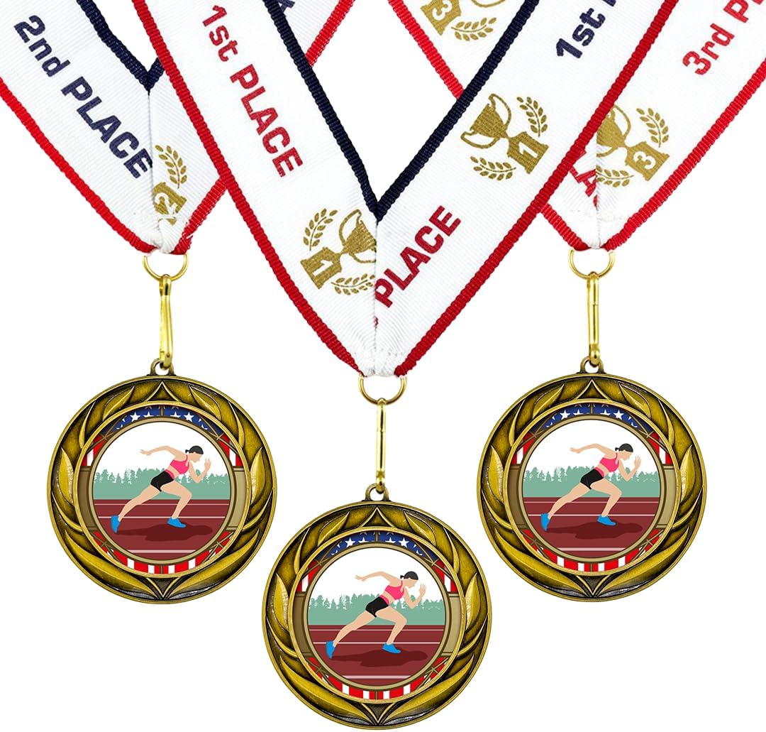 All Quality Wreath Design Track and Field Medal (Female) | Competition Metal Medal - 1st, 2nd, 3rd Place