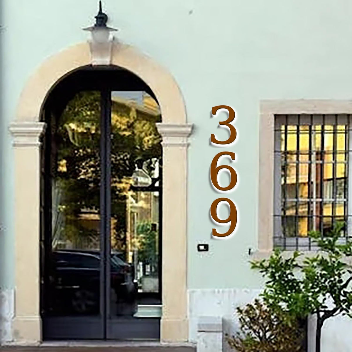 Illuminated Address Sign 16 Inch, Backlit LED Illuminated House Number For Outside, Stainless Steel Lighted Address Numbers, Modern, Trendy Signs, Brown, White Light,1