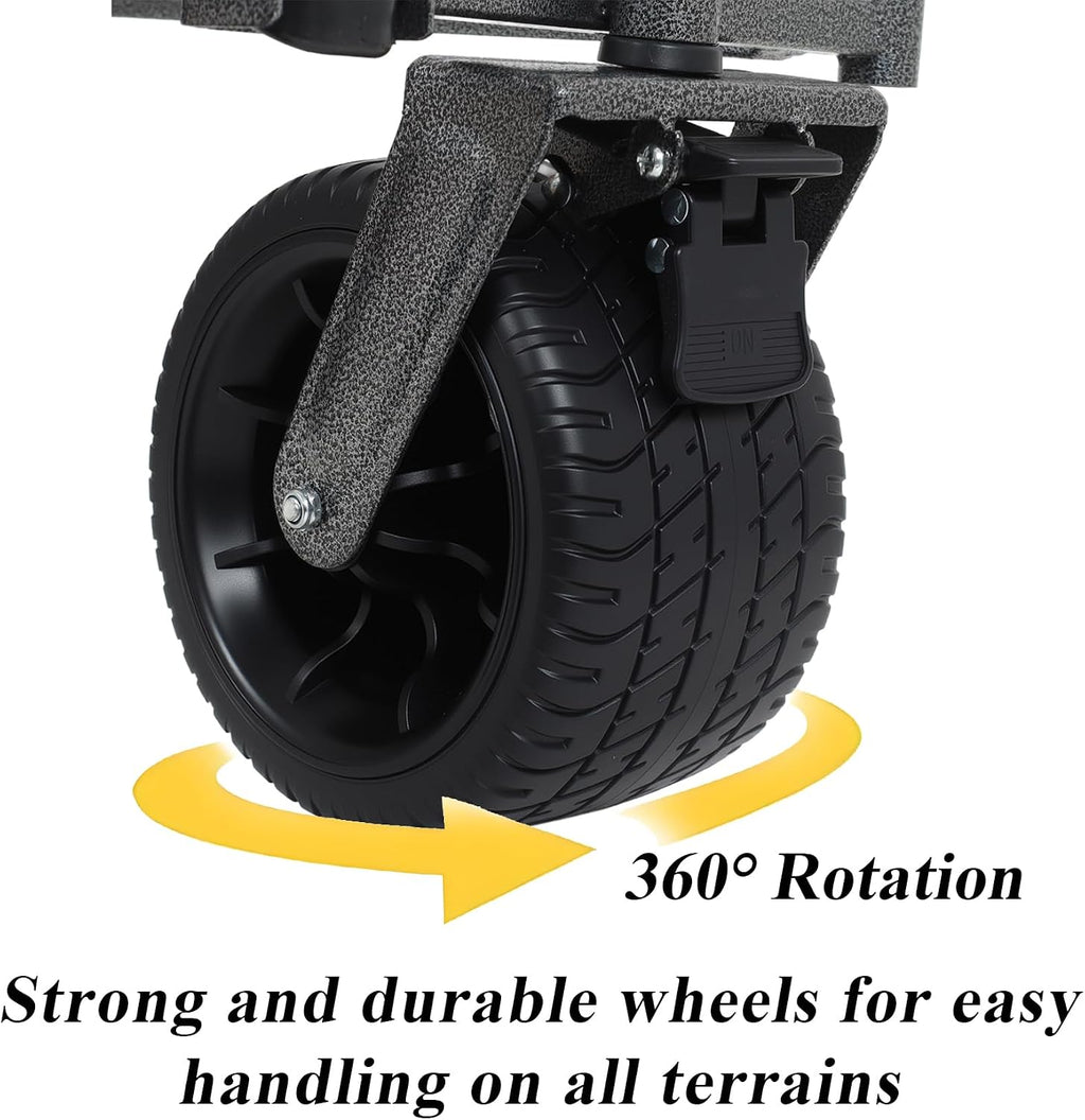 3-in-1 Convertible Folding Wagon Cart with Bench Seat & Storage - 500lbs Heavy-Duty Utility Wagon, 180L Capacity All-Terrain Wheels for Camping, Beach, Sports, Garden (Grey)