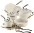Rachael Ray Cucina Ceramic Nonstick Cookware Pots and Pans Set, 13-Piece, Almond