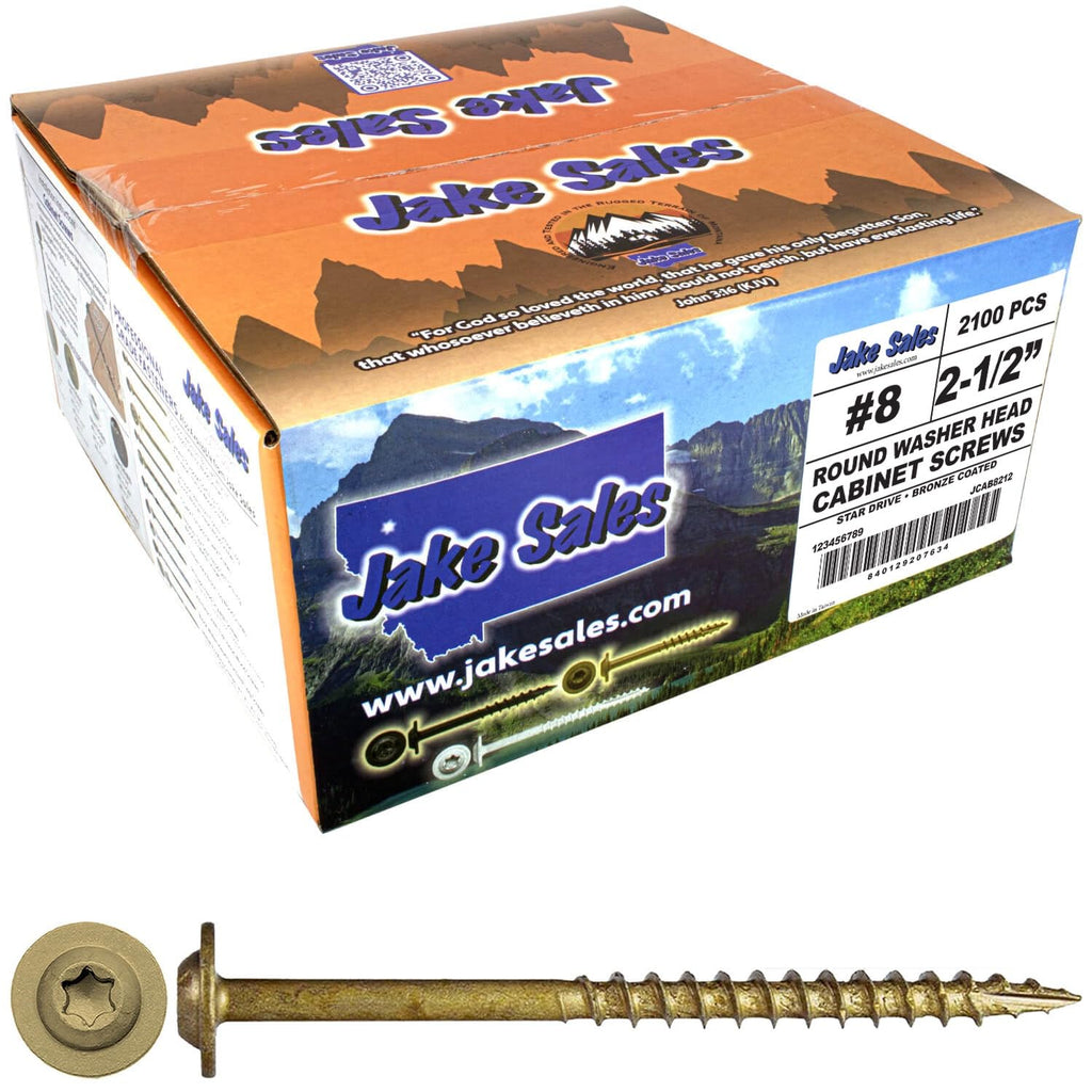8 x 2-1/2' Bronze Star Multipurpose Torx/Star Drive Head Exterior Coated Modified Truss Head Cabinet Wood Screw - Full Box - 1500 Approx. Screws