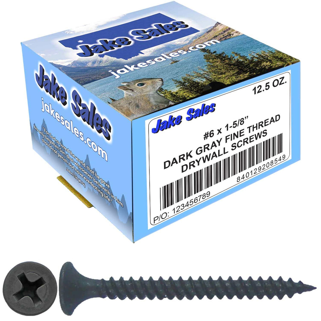 #6 x 1-5/8' Gray Phosphate - FINE Thread Drywall, Gypsum Board, Sheet Rock, Plasterboard Screws. CASE Qty 42 Boxes - 7,434 Screws