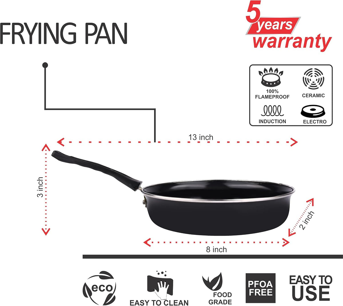 5 Piece Kitchen Accessories Set | Non Stick Induction Friendly Cookware | Kadai with Lid , Fry Pan , Tawa , Sauce & Tadka Pan | Ceramic Hard Anodized | Cast Iron Utensils