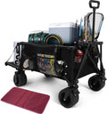 REDCAMP 49' Extra Long Collapsible Wagon Fishing Cart with Rod Holders, 330LBS Heavy Duty Extra Large Folding Utility Garden Cart with Tailgate and Pad for Grocery, Sport, Fishing