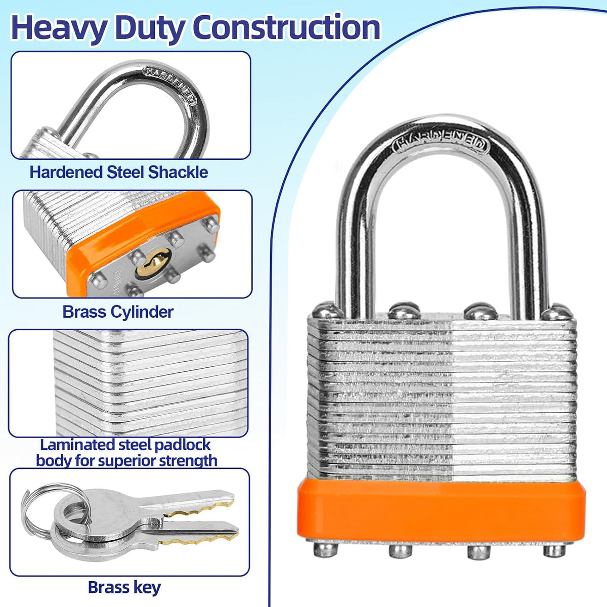 Padlocks with Same Key, LQYN 60 Pcs Laminated Keyed Padlock (1-9/16', 40mm), Keyed Alike Locks, Normal Shackle, for Storage Locker, Hasp Latch, Toolbox, Sheds