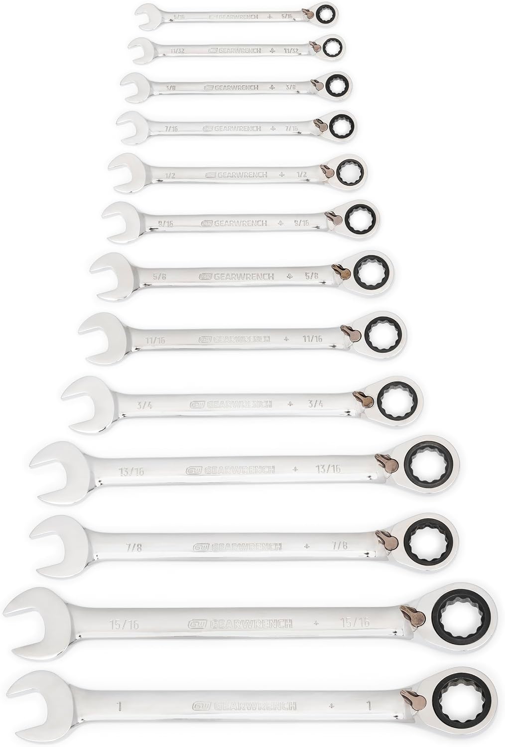 GEARWRENCH 13 Pc. 12 Pt. Reversible Ratcheting Combination Wrench Set, SAE - 9509N