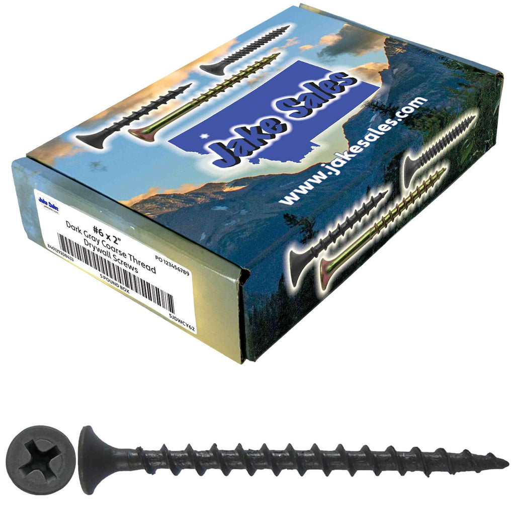 #6 x 2 COARSE Thread Gray Phosphate Drywall Screws, Drywall, Gypsum Board, Sheet Rock, Plasterboard Screws. CASE Qty 9 Boxes - 7,875 Screws