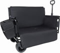 3-in-1 Convertible Folding Wagon Cart with Bench Seat & Storage - Includes 1 ice Pack, 500lbs Heavy-Duty Utility Wagon, All-Terrain Wheels for Camping, Beach, Sports, Garden (Black)