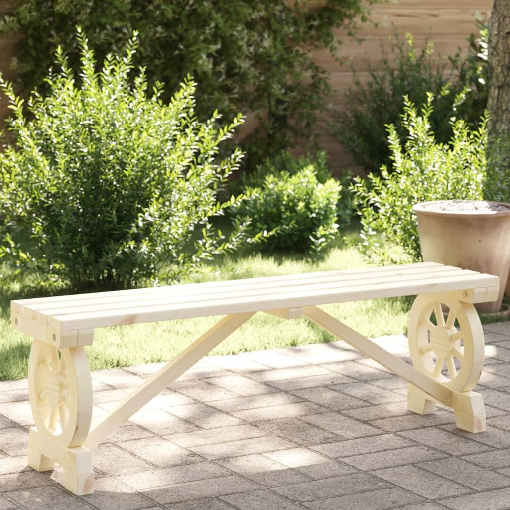 Outdoor Bench 45.3 in Solid Fir Wood Rustic Garden Seating for Patio Porch Balcony Lawn Chairs for Outside Natural Brown Finish Holds 2 People