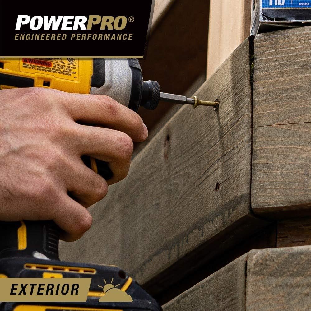Power Pro Premium Exterior Wood Screws, #8 x 1-1/4'Inch All-Purpose Deck Screws for Outdoor Projects, T-25 Star Bit Included, Bronze, 6000 Pieces | 967772V4