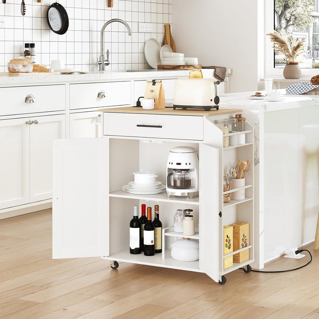 HOOBRO Kitchen Island with Power Outlet, Bamboo Dining Bench, Table Bench, Kitchen Bench, Entrance Bench, Shoe Changing Bench WN82UZD01G1-YL70CZ01