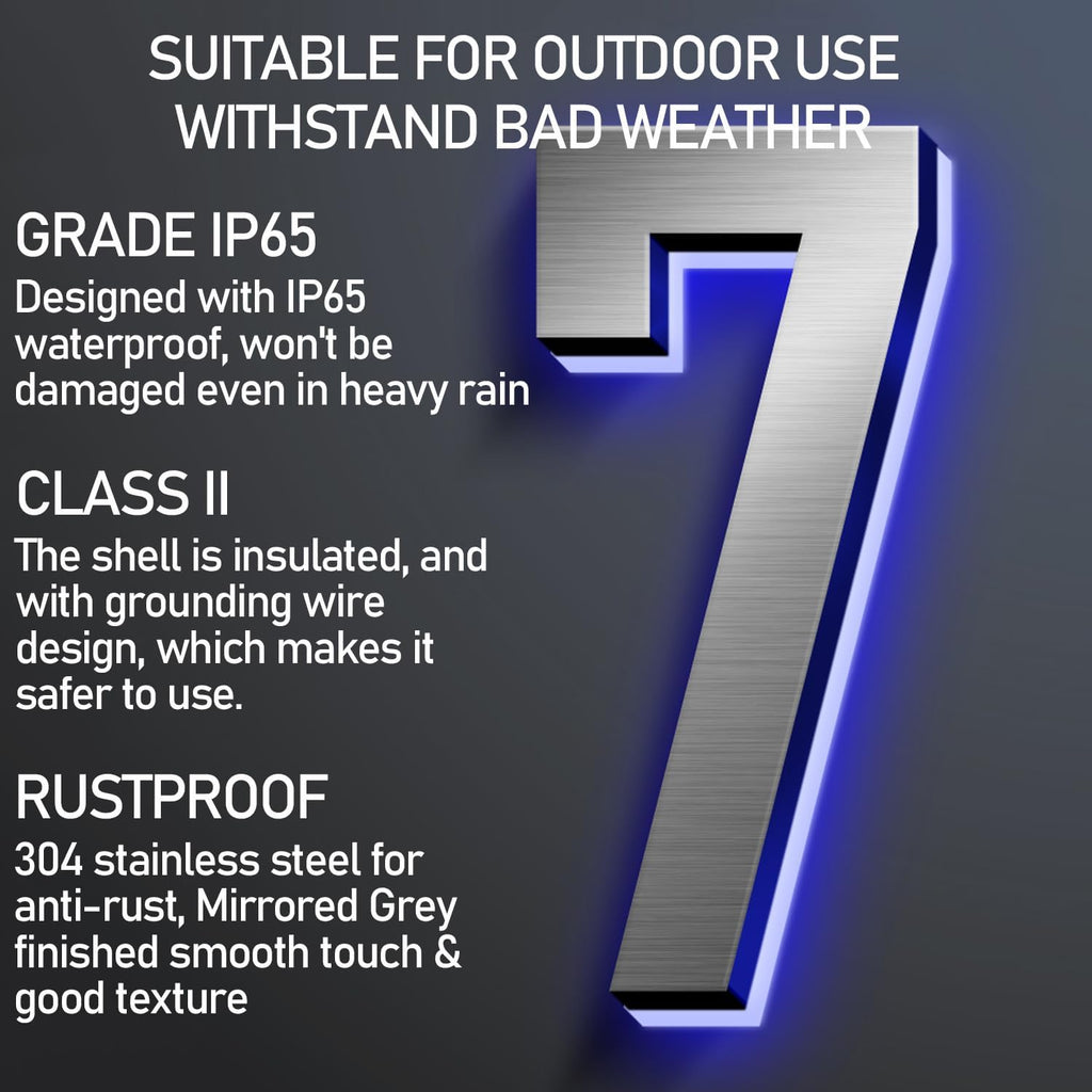 LED House Numbers, Modern Illuminated House Address Numbers For Outside, Lighted House Numbers Signs, Waterproof Backlit LED Address Numbers For House,18 Inch/450mm,3