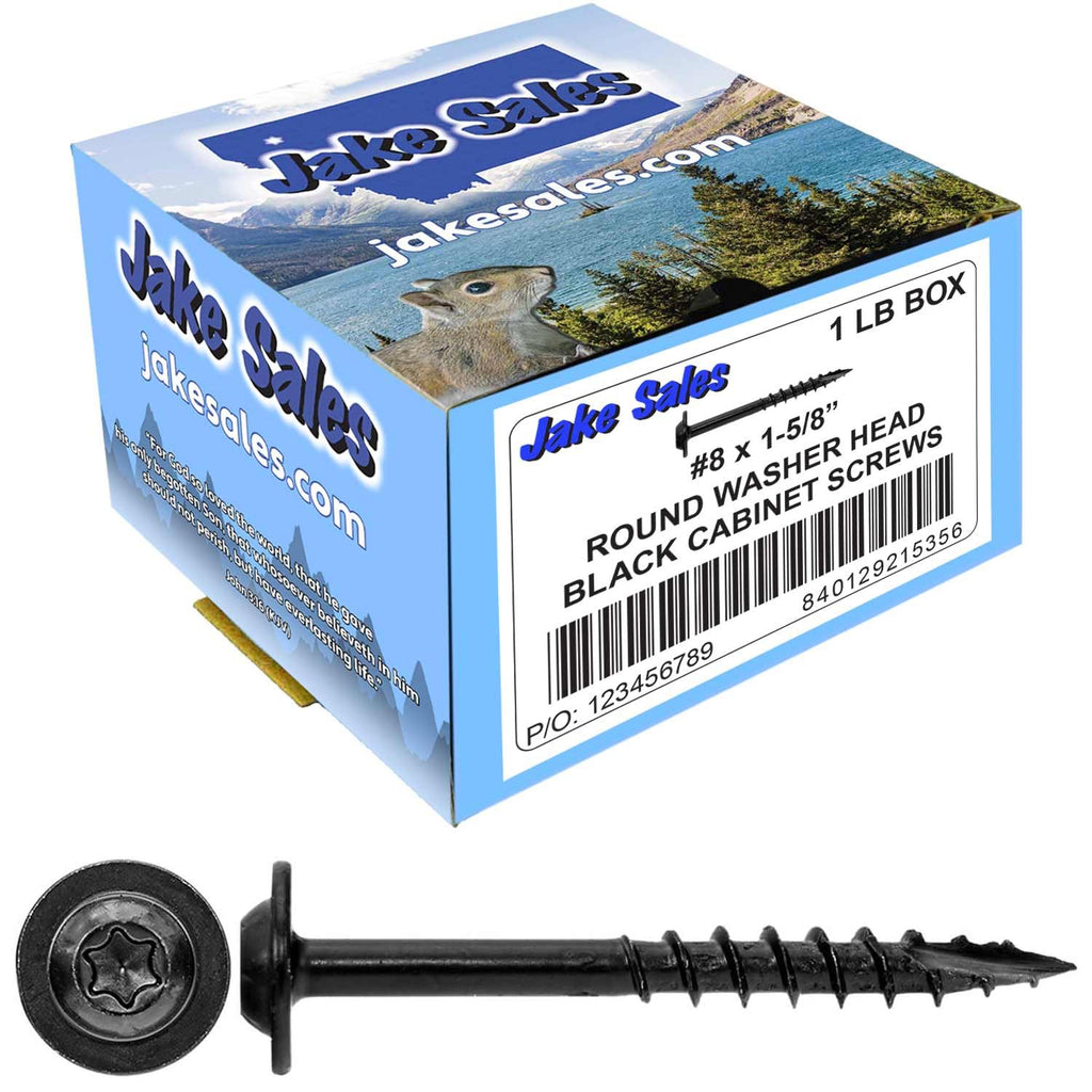 8 x 1-5/8' Black Round Truss Head Multipurpose Exterior Coated Modified Cabinet Wood Screw - CASE Qty 42 Boxes 6,762 Screws