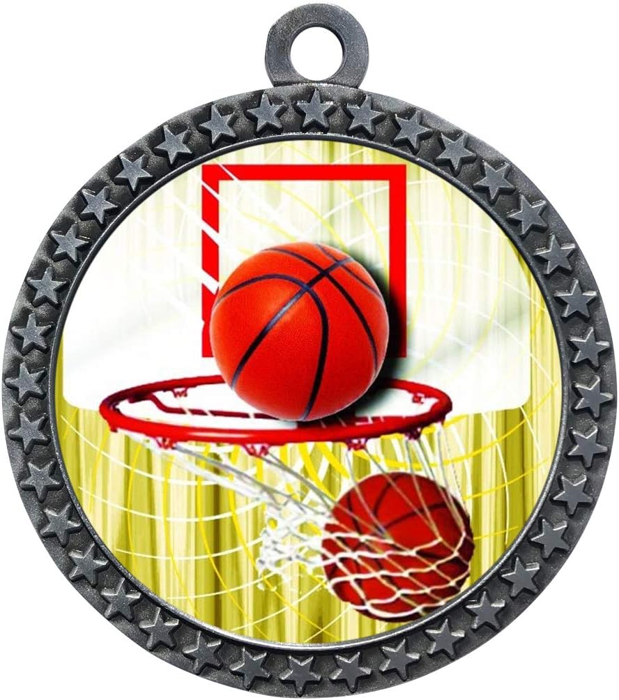 Express Medals 1 to 50 Packs Basketball Silver Medal Trophy Award with Neck Ribbon STDD212-FCL411