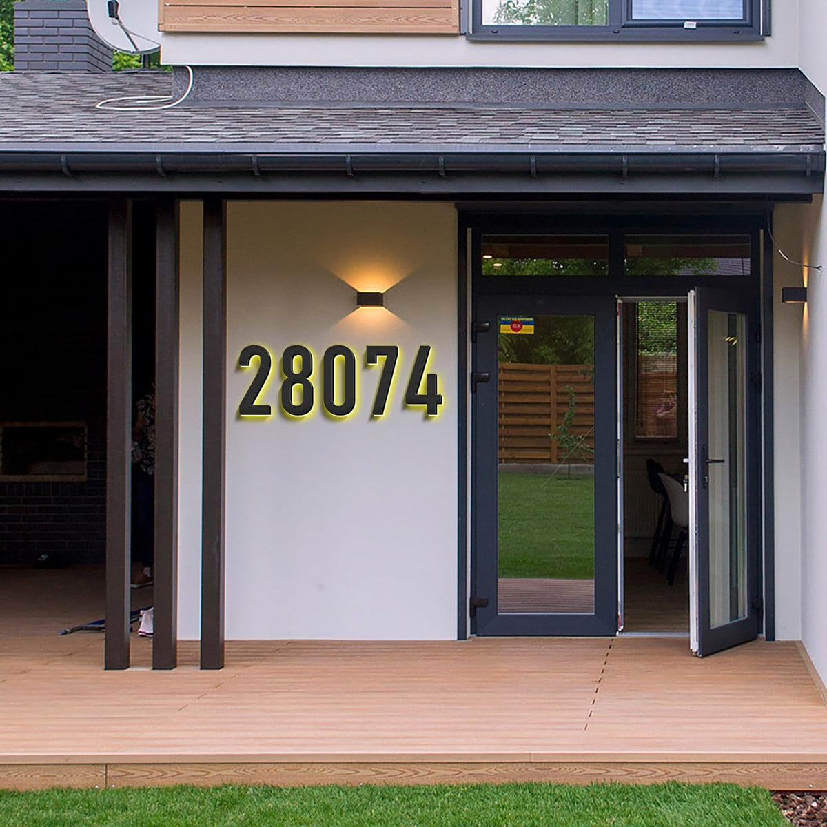 Illuminated House Address Numbers Signs, Up-Scale Modern Look, Backlit LED Illuminated Home Address Number, Stainless Steel Lighted House Numbers For Outside,18 Inch/450mm,6