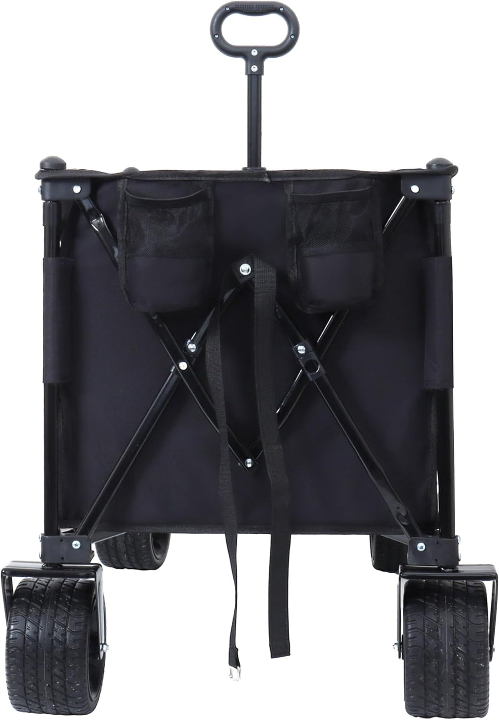Foldable GCart with Heavy Duty Wheels 480lbs Load Capacity, Portable Utility Wagon for Camping, Sports, Groceries, Black