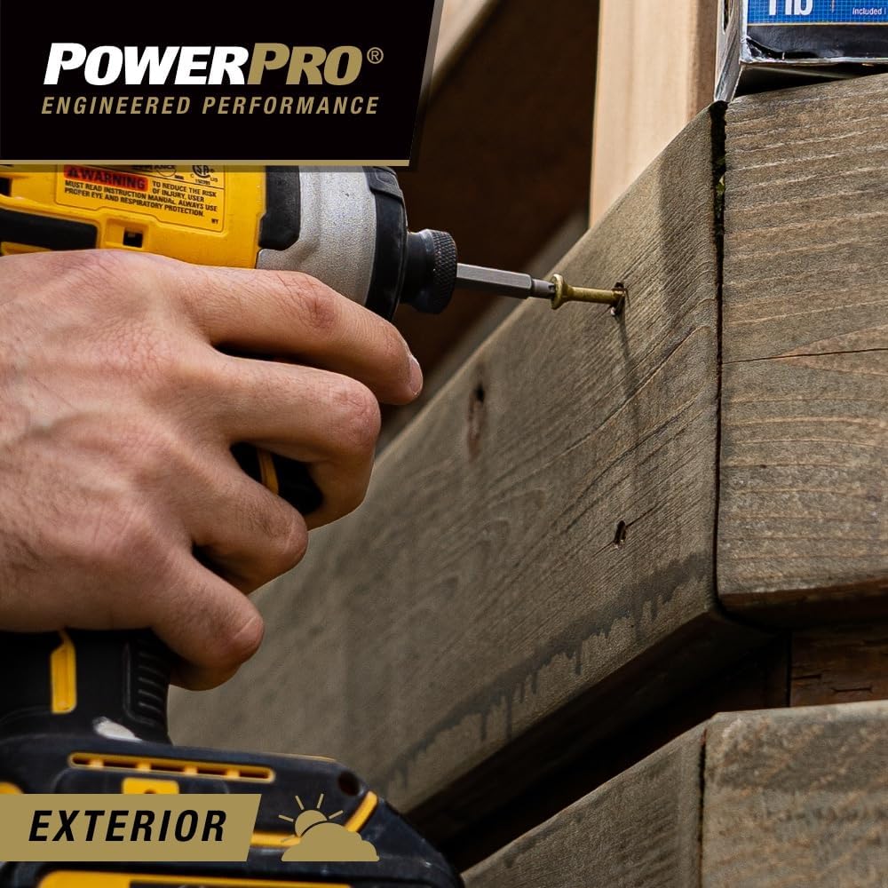 Power Pro Premium Exterior Wood Screws, #8 x 2 Inch All-Purpose Deck Screws for Outdoor Projects, T-25 Star Bit Included, Bronze, 3000 Pieces | 967775