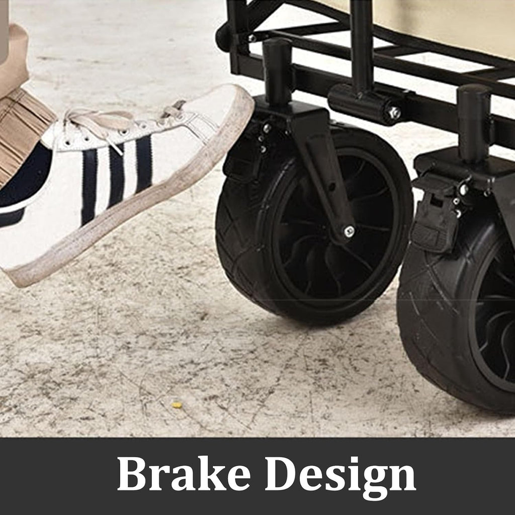 Bgarden Carts,Collapsible Wagon,Sports Outdoor Utility Wagon Folding Garden Wagon Sports Steel Frame Foldable Yard Car with Side Pockets Beach Wheel Camping Cart Bearing 100Kg