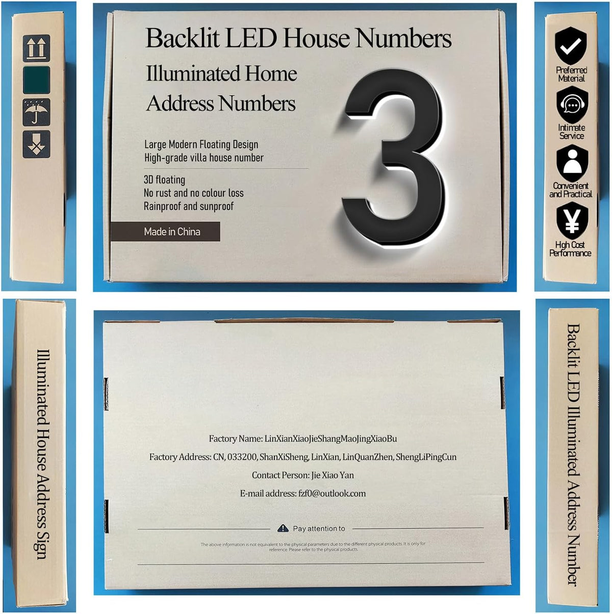 Backlit LED Illuminated House Address Numbers 20', Lighted House Numbers For A Safe And Modern, Large Modern Illuminated Address Numbers For Outside Street Yard,T